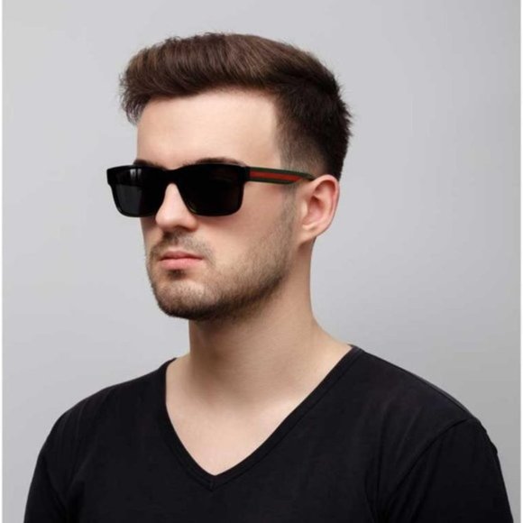 FINAL PRICE NEW GUCCI GG0340S 006 BLACK/MULTICOLOR GREY MENS SUNGLASSES - Picture 2 of 11